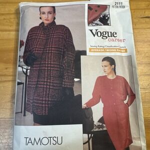 Vogue Career Pattern TAMOTSU Sz 12-14-16 Misses' Jacket Blouse  & Skirt # 2111..